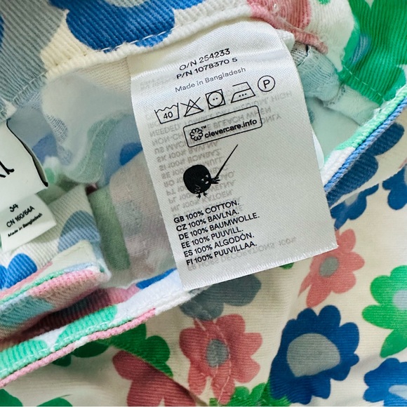 Flower Power High Waisted Shorts Daisy Floral Print Mod White Denim - Picture 6 of 6